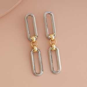 Trendy Geometric Drop <b>Earrings</b> 183948 Stainless Steel and Zinc Alloy with Zircon for Parties and Gifts - Product Image 2