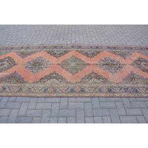 Alfombra turca Vintage clásica 4,9x12,8 pies tradicional naranja azul Patchwork lana sala de estar alfombra respaldo de látex 9x12 clásico 10mm - Product Image 3