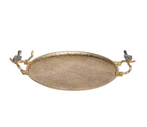 Bandeja de servicio de aluminio de latón dorado redonda hecha a mano moderna nueva llegada para frutos secos merienda postre servir para boda de Ramadán - Product Image 5