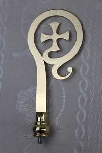 Bishop crozier สำหรับ Christ ที่ทันสมัยทำด้วยโลหะ Crook สดใสเพลาทองโดยรวมเสร็จในวันพ่อทั้งกระโดด crozier - Product Image 2