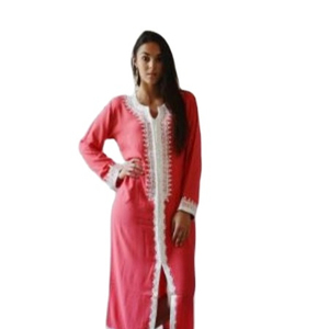 Robe longue brodée à manches courtes et longueur cheville pour femme, Kaftan, nouveau Style - Product Image 1