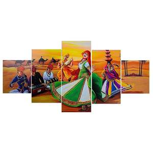 Ensemble de cinq peintures murales Rajasthani pour articles de décoration intérieure pour le salon et la décoration de la maison, hôtel, bureau, décoration murale - Product Image 1