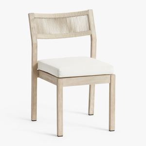 Silla lateral de comedor de teca sólida moderna para el hogar y el hotel, color gris lavado con respaldo de cuerda para uso en apartamentos - Product Image 4