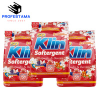 Detergente en Polvo Ecológico Portátil Klin de Indonesia con Aroma a Limón, Jazmín y Lavanda para Ropa, Eliminador de Manchas Extra Fuerte y Suavizante