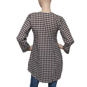 Top a cuadros estilo western para mujer - Marrón y blanco - Product Image 2