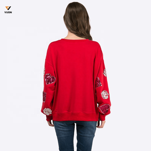 2025 primavera Otoño Invierno Color bloque raglán manga larga pulóver Sudadera Mujer colorido lujo 3D diseño elegante Top - Product Image 3