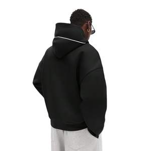 Nouveau sweat à capuche oversize pour homme en molleton patchwork d'hiver, écologique, avec broderie 3D et passepoil contrasté, en tissu de coton - Product Image 2