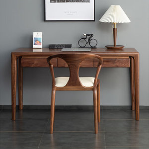 Wood Grain Solid Wood Rectangular Computer <b>Desk</b> Chair Set with Natural-Grain Seating 1-Year Warranty - Product Image 1