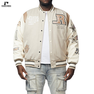 แจ็กเก็ตเลตเตอร์แมนสำหรับผู้ชายเสื้อแจ็กเก็ตสตรีทแวร์ฤดูหนาวสีพื้น - Product Image 6