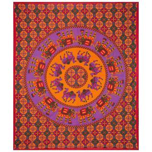 Red Kantha Hand Work 240 TC 100% Cotton Double Bed <b>Sheet</b> Set 2 Pillow Covers <b>King</b> <b>Size</b> Fitted <b>Sheets</b> for Home Use (AKDB1005) - Product Image 5