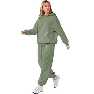 Survêtement d'hiver solide de taille supérieure pour femmes, sweat à capuche et pantalon de jogging, vêtements de sport décontractés, logo personnalisé, fabricant de vêtements de sport - Product Image 6