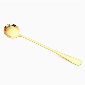 Grado de calidad elegante fabricado a granel en India Metal que sirve chapado en oro con resina mango de extremo afilado cuchara utensilios - Product Image 5