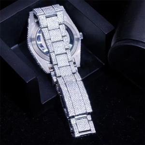 Best Selling Black <b>Pearl</b> Jewels Luxury Men's Mechanical <b>Watch</b> Automatic Movement Full Ice VVS Moissanite Glass Window Handmade - Product Image 4