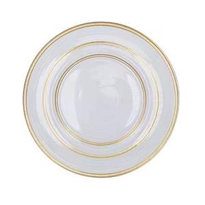 Assiette de présentation de mariage épaisse en acrylique à bord ondulé doré de luxe élégant Assiettes de présentation rondes pour la décoration de dîner et de fête pour le service - Product Image 6
