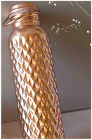 Bouteilles en cuivre martelé, 100 % cuivre, capacité 30 oz, avec couvercle et poignée, design classique, écologiques, résistantes à l'eau bouillante, pour l'extérieur
