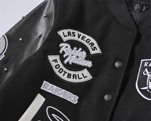 Veste bomber varsity premium pour hommes, veste pour hommes, manches en cuir noir, corps en laine, boutons pression, streetwear, vêtements d'hiver, mode - Product Image 3