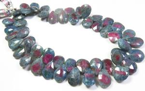 ลูกปัดเพชรสังเคราะห์สีเขียวชมพูขนาด10-11มม. ลูกปัดลูกแพร์ทับทิม zoisite ธรรมชาติ8 "เส้นทับทิม zoisite สวยงาม! - Product Image 4