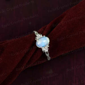 Adjustable Ethiopian <b>Opal</b> <b>Ring</b> <b>for</b> <b>Women</b> Girls Oval Diamond Pearl Religious Party Jewelry - Product Image 5