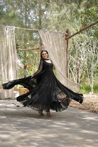 Black Fancy Designer Casual Wear Salwar Kameez Dupatta Indian Women's Party Ready Wholesale Surat Low Range Faux Georgette - Product Image 3