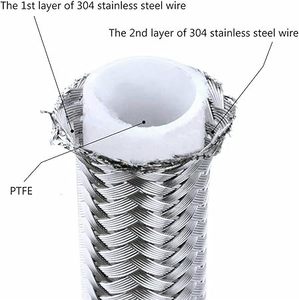 AN3 AN4 AN6 AN8 AN10 Manguera de carreras 304 Manguera de freno de PTFE trenzada de acero inoxidable Línea de aceite combustible Tubo de manguera de enfriador de aceite - Product Image 2