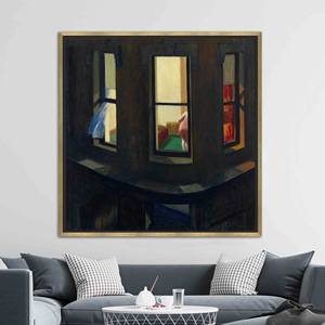 Modernist Night Windows <b>Canvas</b> Print - Elegant Home Decor Artwork,GOLD <b>FRAMED</b> <b>CANVAS</b> - Product Image 1