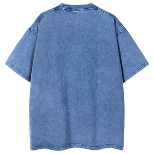 Camiseta Vintage con Logotipo Personalizado, Lavada al Ácido, DTG DTF, para Hombre, Algodón Grueso, Talla Grande, 100% Algodón, Color Azul - Product Image 6