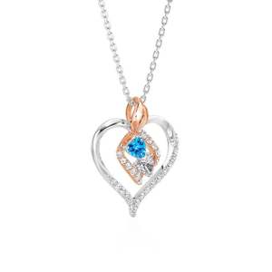 Collier Cœur Infini Bicolore Personnalisé Jeulia avec 2 Pierres de Naissance en Acier Inoxydable Plaqué Or - Product Image 2