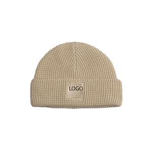 Gorro de Punto de Invierno, Suave y Cálido, Estilo Puño, Color Sólido, Gorro de Punto con Parche de Logotipo Personalizado, Unisex, para Clima Frío, Deportivo, Ajustable - Product Image 1