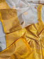 Sari en soie brodée |   Soie Katan pure de Banarasi avec travail de broderie Zari dorée |   Tenue ethnique indienne traditionnelle pour mariage d'été, séchage rapide