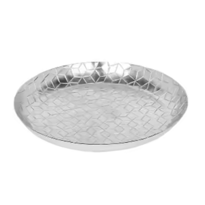 Bandeja de servicio de aluminio y metal moderna Forma redonda acabada en color plateado para restaurante de hotel en casa - Product Image 1