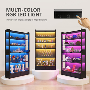 Vitrine de présentation de figurines en gros avec éclairage LED, étagères en verre trempé, 2 tiroirs, mobilier de salle de jeux, vitrine pour objets de collection - Product Image 5