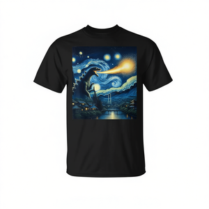 T-shirt parodique de la nuit étoilée du monstre Kaiju rétro japonais - Product Image 2