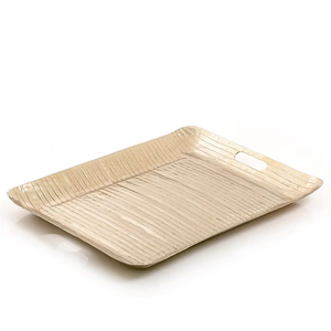Plateau de service de style moderne indien de meilleure qualité Plateau élégant en laiton lavable au lave-vaisselle Placage doré Durable pour les boissons Tendance alimentaire - Product Image 5