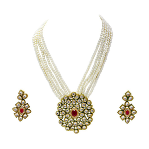 Ensemble de collier en cristal blanc avec plaqué or, motif goutte d'eau, strass et perle pour mariage, fête, fiançailles ou cadeau - Product Image 2