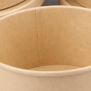 Bol en papier kraft rond à double paroi imprimé sur mesure <span class=keywords><strong>avec</strong></span> couvercle, résistant à l'eau et compatible micro-ondes, pour salades et plats à emporter - Product Image 2