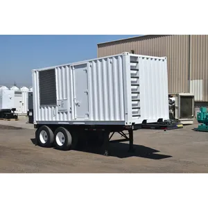 Groupe électrogène diesel industriel triphasé d'occasion 500 kW, sortie 277/480 V, sur remorque, pour alimentation de secours commerciale - Product Image 2