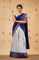 Nouveau Design Tendance Super Pure Zari Zig Zag Cuivre Tissage Moitié et Moitié Cuivre Lehenga Saree pour Femme