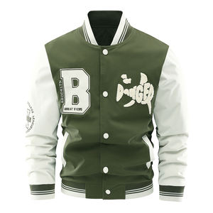 OEM Fabricante de logotipo personalizado de béisbol Bomber Letterman Varsity chaqueta de alta calidad bordado de los hombres de cuero mangas chaqueta de la Universidad - Product Image 3