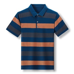 2025 nouveaux hommes classique à manches courtes pour polos 100% coton chemise de Golf d'affaires avec boutons rayés solide motif toile Fa - Product Image 1