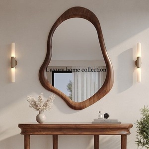 Marco de espejo de madera de gama alta con borde antiguo tallado y pulido vintage Premium para acento decorativo de pared - Product Image 3