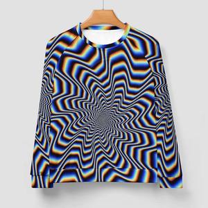 Sudadera psicodélica de ilusión focal para hombre, jersey de cuello redondo desgastado con estampado Trippy 3D, novedad transpirable térmica - Product Image 5