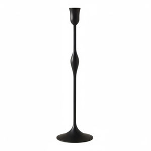 Porte-bougie conique moderne en fer noir mat, élégant et haut, écologique, pour anniversaire, décoration intérieure, mariage - Product Image 1