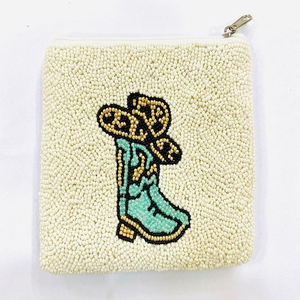 Porte-monnaie en silicone élégant et durable avec fermeture éclair, motifs faits à la main, style indien, sac à monnaie perlé pour femmes - Product Image 3