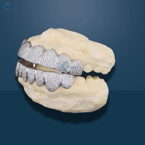 Hip Hop Moissanite Teeth Grillz Iced Out 8 Top & 8 Bottom Set, hecho a medida Grillz 14K Solid White Gold Grillz para hombres - Product Image 6