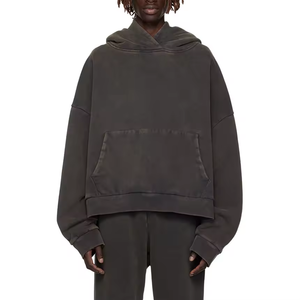 Moda desgastada lavado vintage más tamaño Sudadera con capucha boxy Heavyweight recortada DDP Envío - Product Image 2