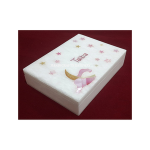 Nouvelle étoile Design blanc marbre rose nacre incrustation boîtes à bijoux forme Rectangle utilisé pour l'emballage et les cadeaux de bijoux - Product Image 4