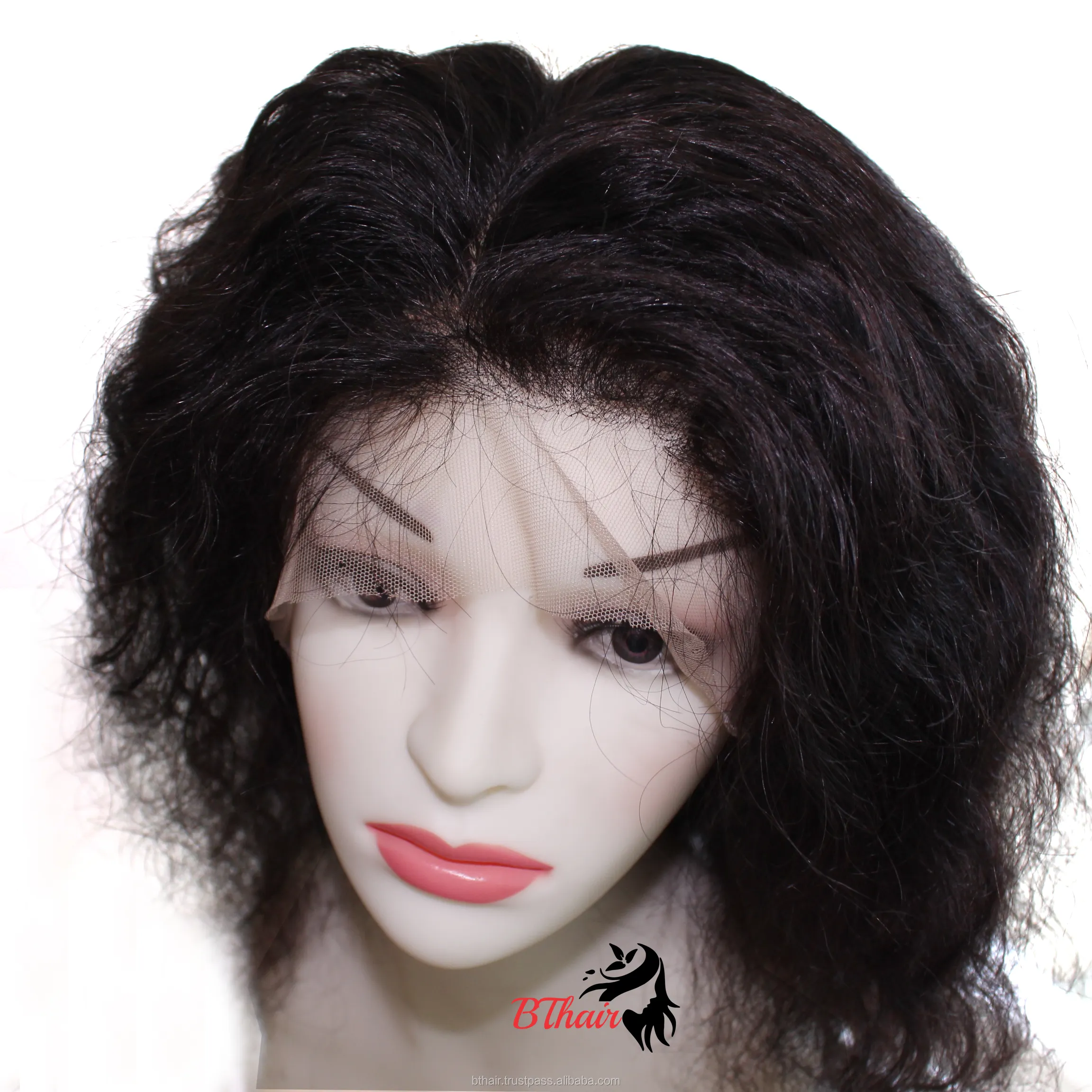 Wig Penutup Dasar Sutra Tenun Alami Yang Indah Pasang Tangan 100% Manusia, 13X4 13X6 Wig Rambut Indian Mentah Frontal Transparan