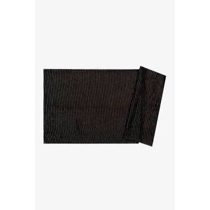 Silk Vintage Designer Scarf Black Glittery Rectangular Striped Long Medium Length for Spring Summer - Product Image 1
