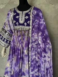 2025 Vintage trabajo afgano Kuchi vestido para mujer hecho a mano tradicional bordado diamante sólido Pashtun cultura Festival vestido - Product Image 4