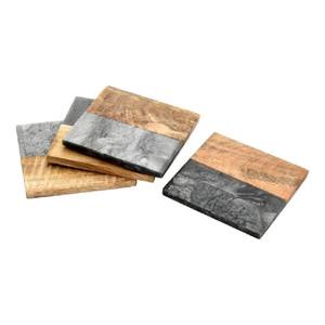 ที่รองแก้วไม้และหินแกรนิตครึ่งแผ่นไม้ธรรมชาติและหินแกรนิตสีเทาจานรองเครื่องดื่มสไตล์โต๊ะทันสมัยตามภาพ - Product Image 3